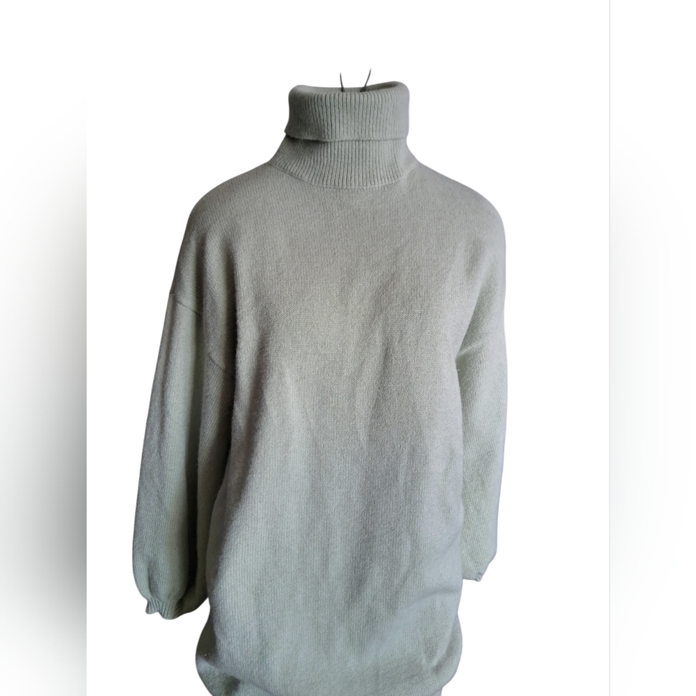 FOREVER 21 MINT GREEN long tunic TURTLENECK sweater Y2K cozy cabin oversize M